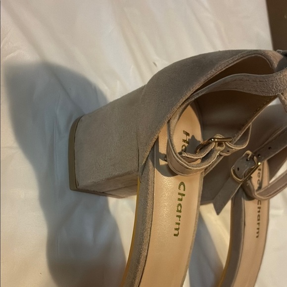 Tan Suede Heels with Ankle Strap - Picture 3 of 7